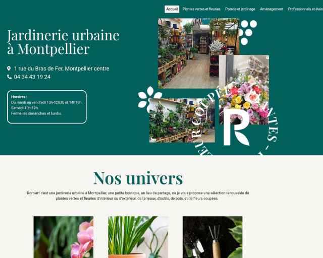 Création site vitrine jardinerie urbaine fleuriste Montpellier
